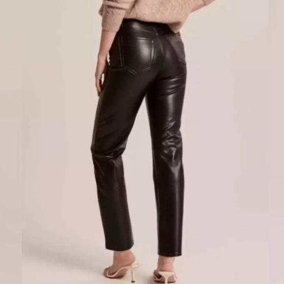 Abercrombie & Fitch Ankle Straight Ultra High Rise Pant Vegan Leather 24 Long S1 - Picture 2 of 11